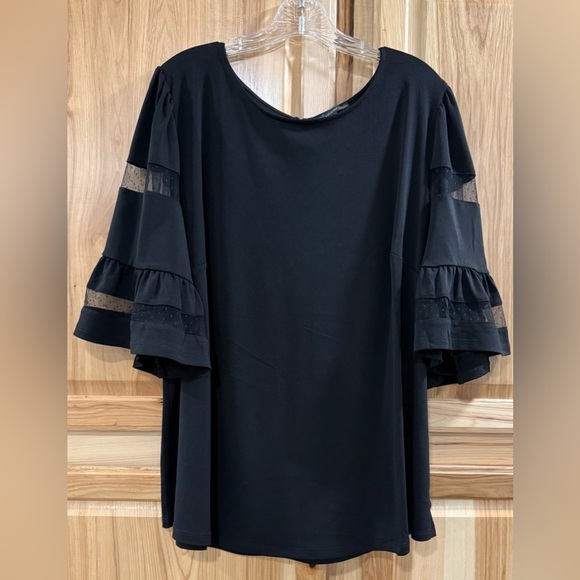 Adrianna Papell Elbow Length Lace Black Blouse Top Whimsigoth Business Casual - Picture 1 of 9